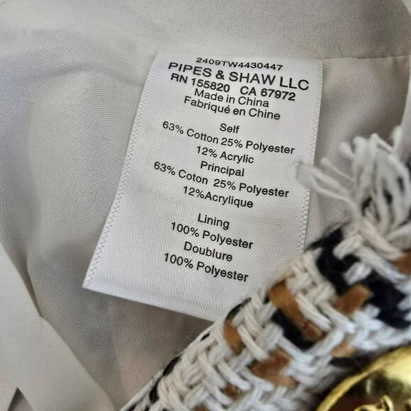 NWT Veronica Beard Button-Front Tweed Skirt Size 4 - Picture 5 of 5